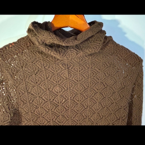 Magaschoni Long Sleeve Open Knit Cashmere Sweater Brown Size L - Picture 7 of 12